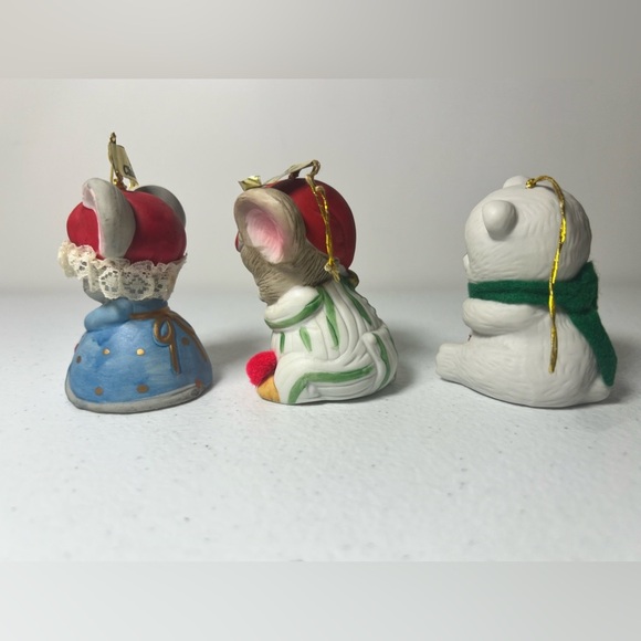Lot of 3 Jasco Lil' Chimers Christmas Ornament Bells Polar Bear 2 Mice VTG - Picture 2 of 11